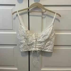 White lace corset tank top